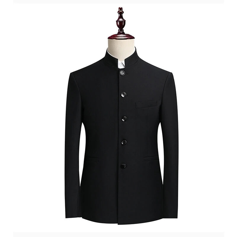 Blazer Men's Fashionable Business Zhongshan Suit Gentle Slimming, Gentleman's Casual Chinese Stand-up Collar, High-end Blazer