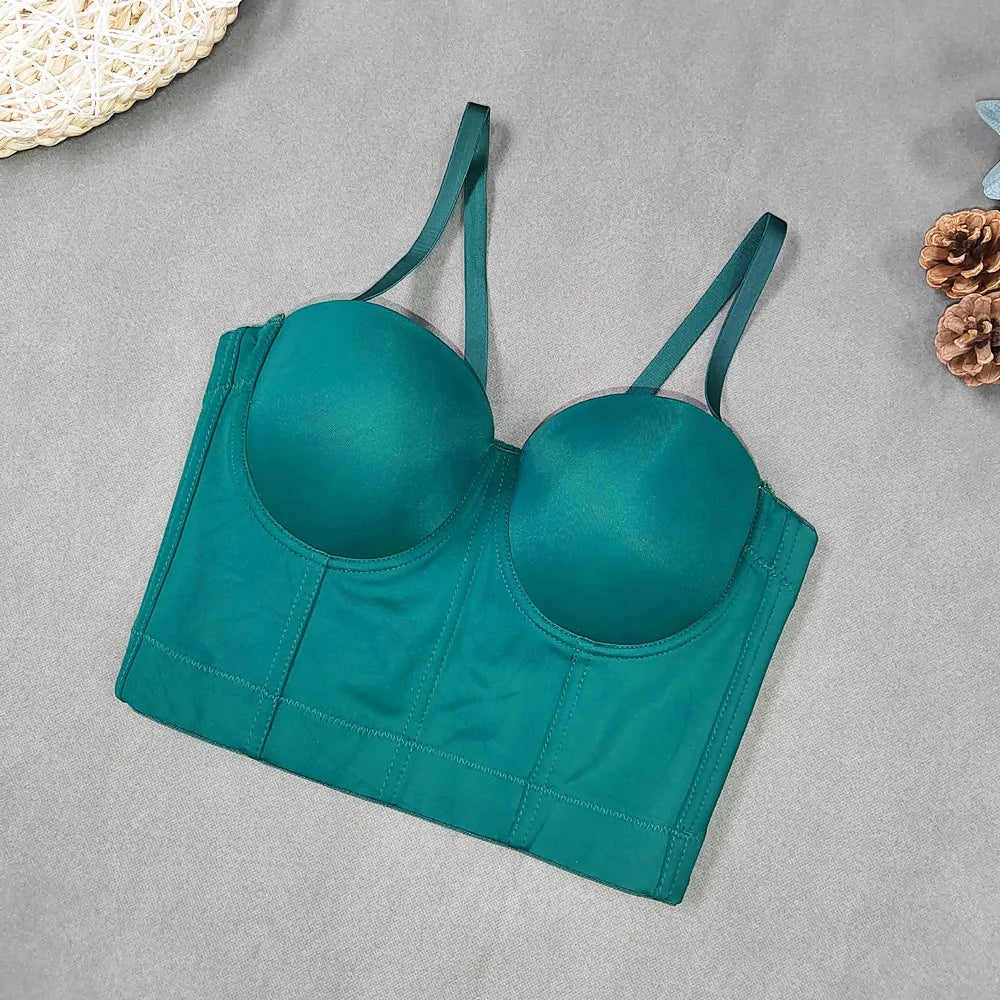 SXTHAENOO Summer 8 colors Fashion Mesh Push Up Bralet Women's Corset Simple Bustier Bra Night Club Party Sexy Cropped Top Vest