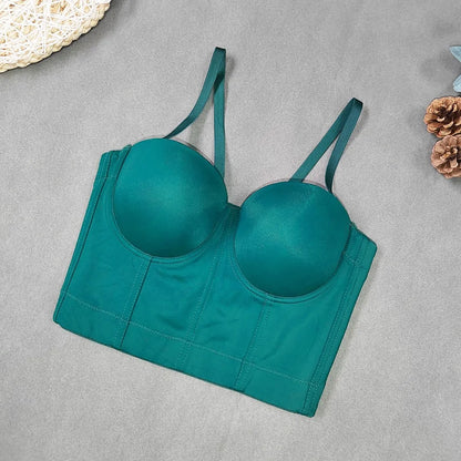 SXTHAENOO Summer 8 colors Fashion Mesh Push Up Bralet Women's Corset Simple Bustier Bra Night Club Party Sexy Cropped Top Vest