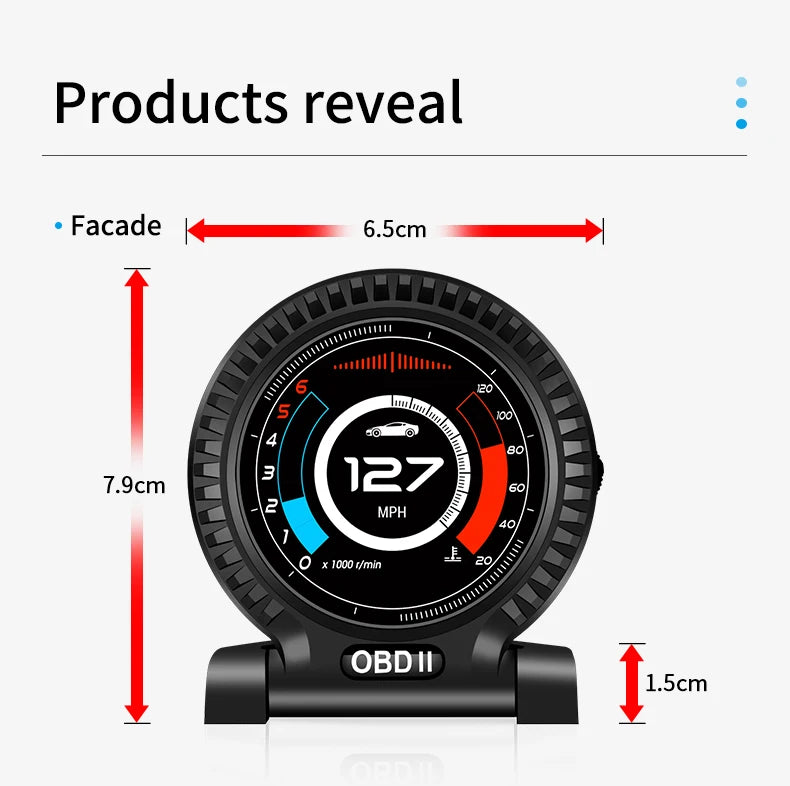KWHUD HUD Head Up Display on Board Computer OBD2 Display Car Digital Speedometer Tacho Clock Oil Temperature Meters Turbo Gauges