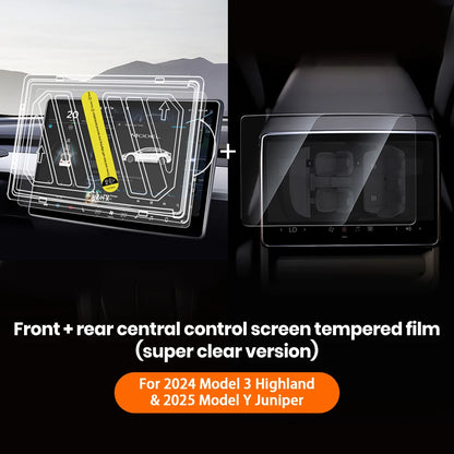 For Tesla Model 3 Y Highland 2025  HD Tempered Glass Screen With Dust-Free Film Touch Screen Protection Steel Glass Film