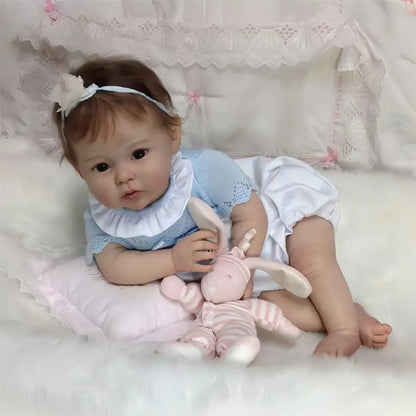 Reborn Realistic Baby Girl Dolls 22 inch Perfectly Cute Soft vinyl Newborn Dolls Open Mouth Real Life Sweet Toddler Doll Soft Cloth Body Reborn Child Doll Toys