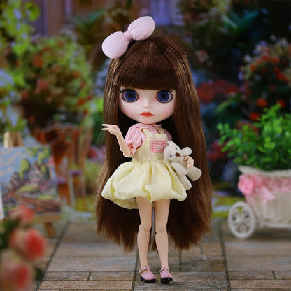 ICY DBS Blyth Doll BJD Joint Body White Skin Matte Face Bow Cute Doll 1/6 30cm Girl Gift Anime SD