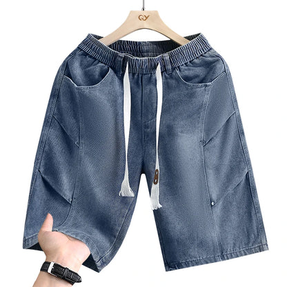 Men's Cargo Shorts New Summer Fashion Thin Cotton Blend Casual Denim 5-Point Pants Street Trendy Daily Comfortable Jean Shorts