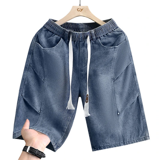 Men's Cargo Shorts New Summer Fashion Thin Cotton Blend Casual Denim 5-Point Pants Street Trendy Daily Comfortable Jean Shorts