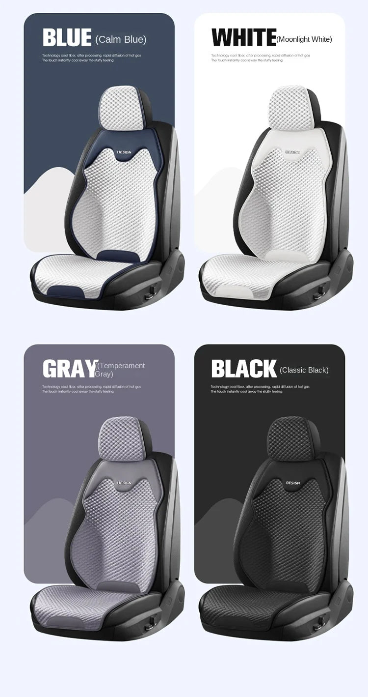 Universal Ice Silk Car Seat Cushion Breathable Seat Cover Sweat Absorption Cool Cushion Universal Split Single Sitting Rear Set