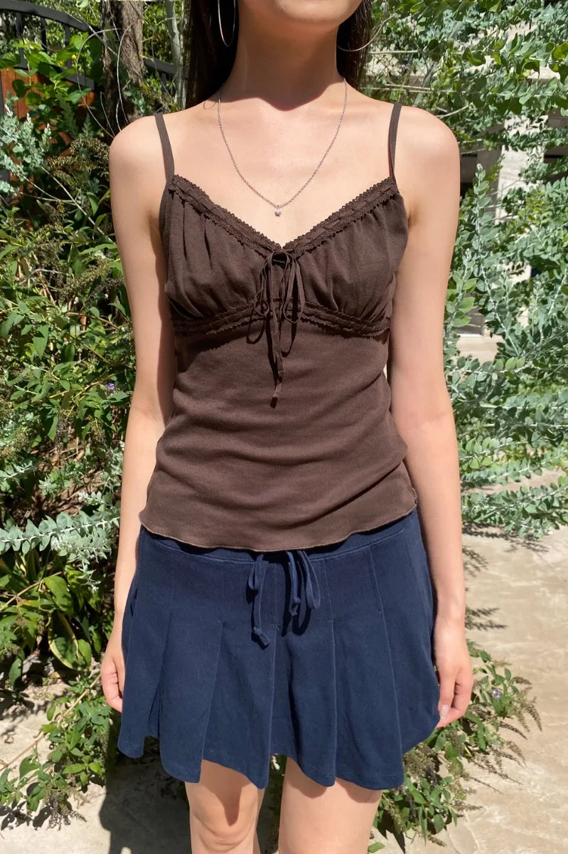 Brandy Melville Pure Cotton Three-Button Base Layer Vest Sweet Style V-Neck Sleeveless Tank Top for Women Spring Summer