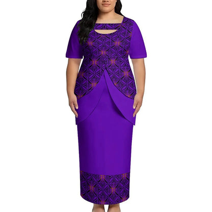 Puletasi New Design Short Sleeved Long Dress Customized Top And Skirt Knee Length Dress Party Top And Skirt Soft Fabrics