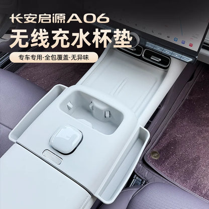 For Changan A06 2026 Wireless Charger Anti-Slip Mat & Cup Holder Liner Set, Non-Scratch Silicone Interior Accessories