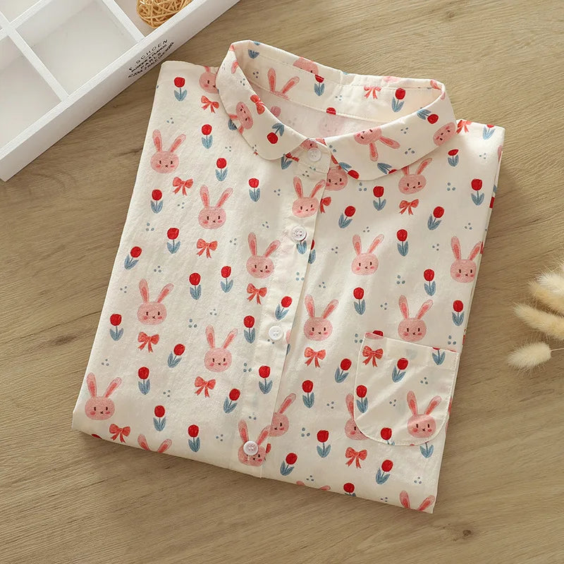Vacation Style Colorful Printed Shirt Women 2024 New Fresh Loose Women's Casual Shirt & Blouses Lady Long Sleeve Tops Clothes