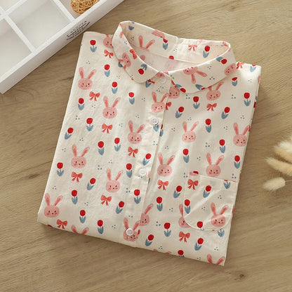 Vacation Style Colorful Printed Shirt Women 2024 New Fresh Loose Women's Casual Shirt & Blouses Lady Long Sleeve Tops Clothes