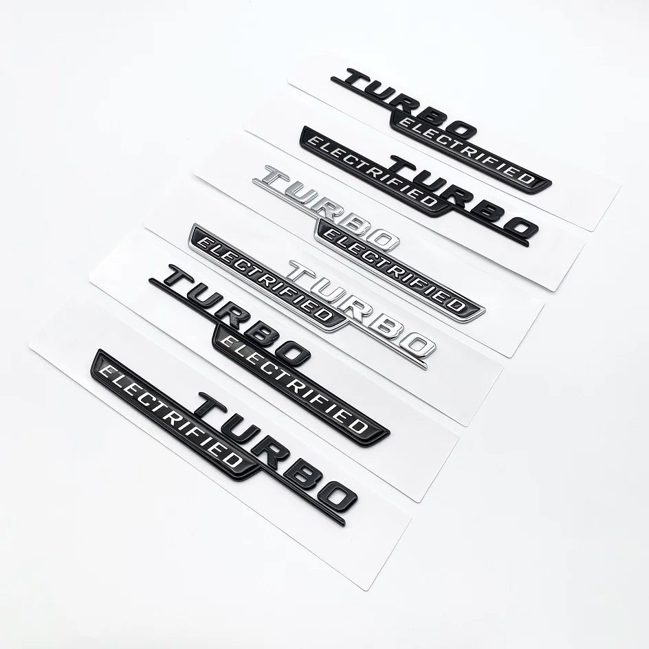 New Style TURBO ELECTRIFIED Letters Badge Car Tail Rear Trunk Tail Door Emblem Sticker For C43 Series