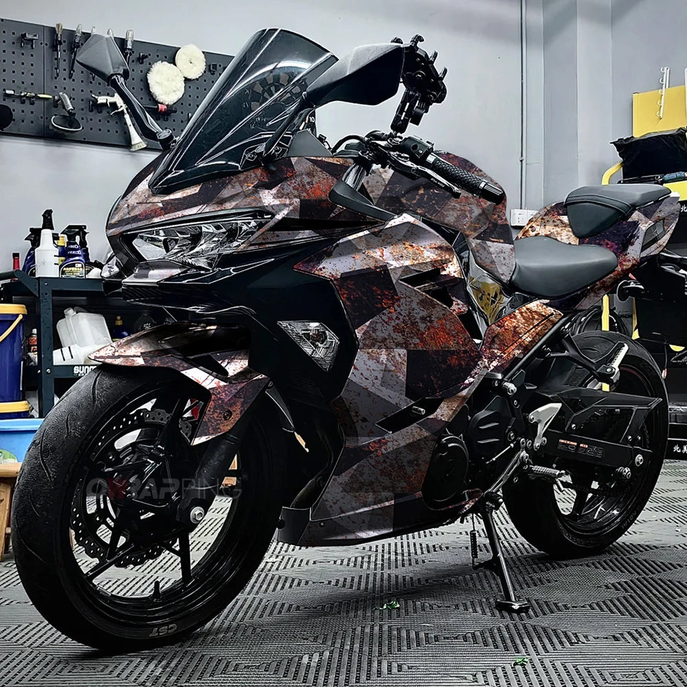 Camouflage Film Wrap Foil Car Sticker Motorcycle Stickers Vintage Rust Effect Vinyl Wrap Black Supplies Car Body Films Adhesive