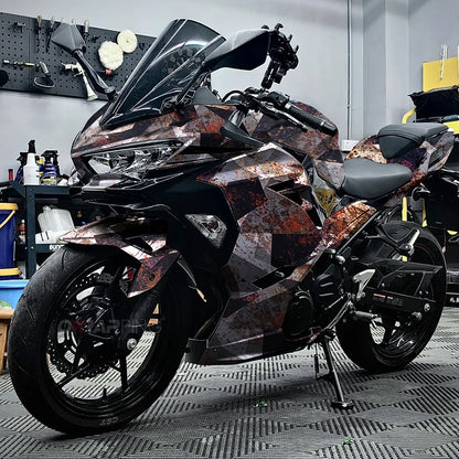 Camouflage Film Wrap Foil Car Sticker Motorcycle Stickers Vintage Rust Effect Vinyl Wrap Black Supplies Car Body Films Adhesive