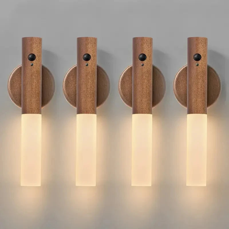LED Rechargeable Magnetic Wall Lamp Smart Motion Sensor Night Light Portable for Hallway Bedroom Stairs Bathroom Cabinets Decor