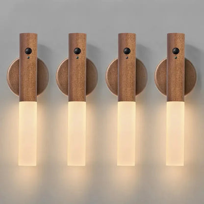 LED Rechargeable Magnetic Wall Lamp Smart Motion Sensor Night Light Portable for Hallway Bedroom Stairs Bathroom Cabinets Decor