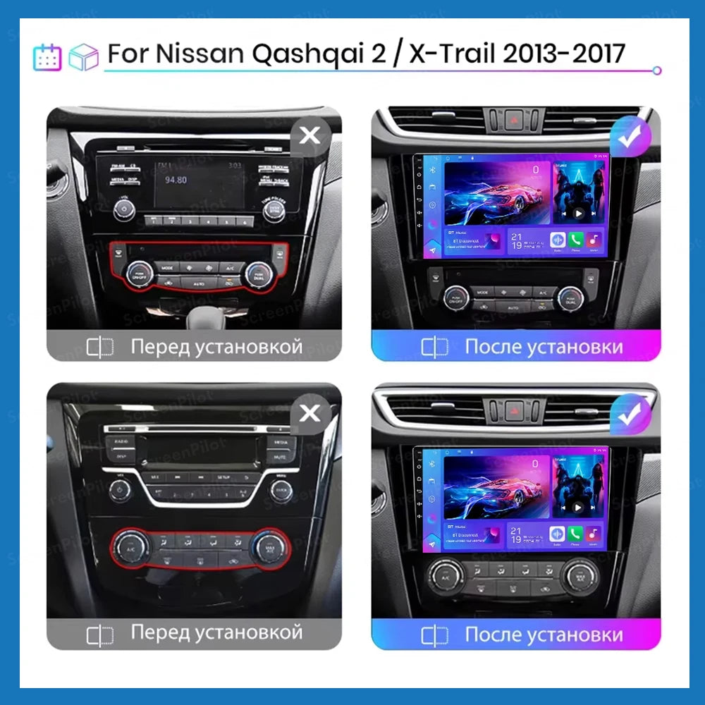 Car Radio For Nissan X-Trail Qashqai 2 J1T32 Qashqai J10 J11 2014 2015 2016 2017 2018 2019  Wireless WIFI GPS Carplay Auto DVD