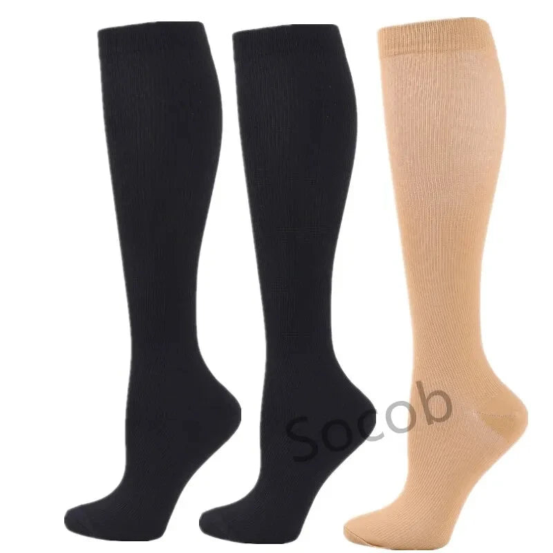 3/6/7 Pairs Compression Socks Women Medical Edema Running Socks Men Knee Length Cycling Socks  Football Basketball Outdoor trave