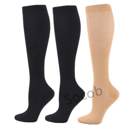 3/6/7 Pairs Compression Socks Women Medical Edema Running Socks Men Knee Length Cycling Socks  Football Basketball Outdoor trave