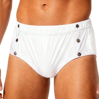 Mens Waterproof Diaper Cover Panties Elastic Waistband Glossy Briefs Leakproof Elderly Special Needs Adaptive Underwear Swimwear