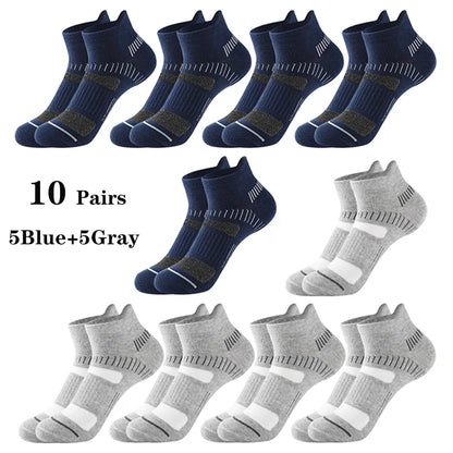 10 Pairs Running Ankle Socks Men Cotton Breathable Soft Short Socks Casual Black White Athletic Fitness Sport Socks