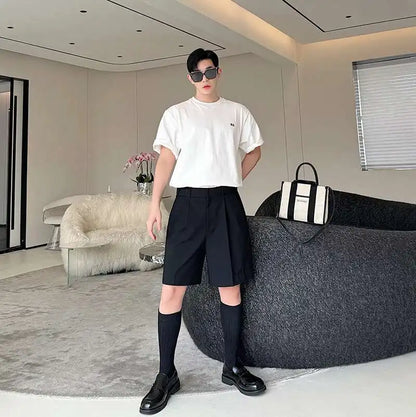 LUZHEN Summer New Solid Color Personality Elegant Five-point Pants Niche Design Original Stylish Korean Men Street Shorts LZ2856