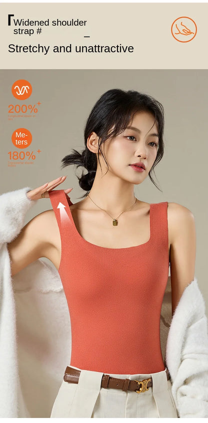 M-2XL For 40-75kg German Velvet Thermal Tank Top Women With Chest Pad Autumn and Winter Thickened Seamless Underwear