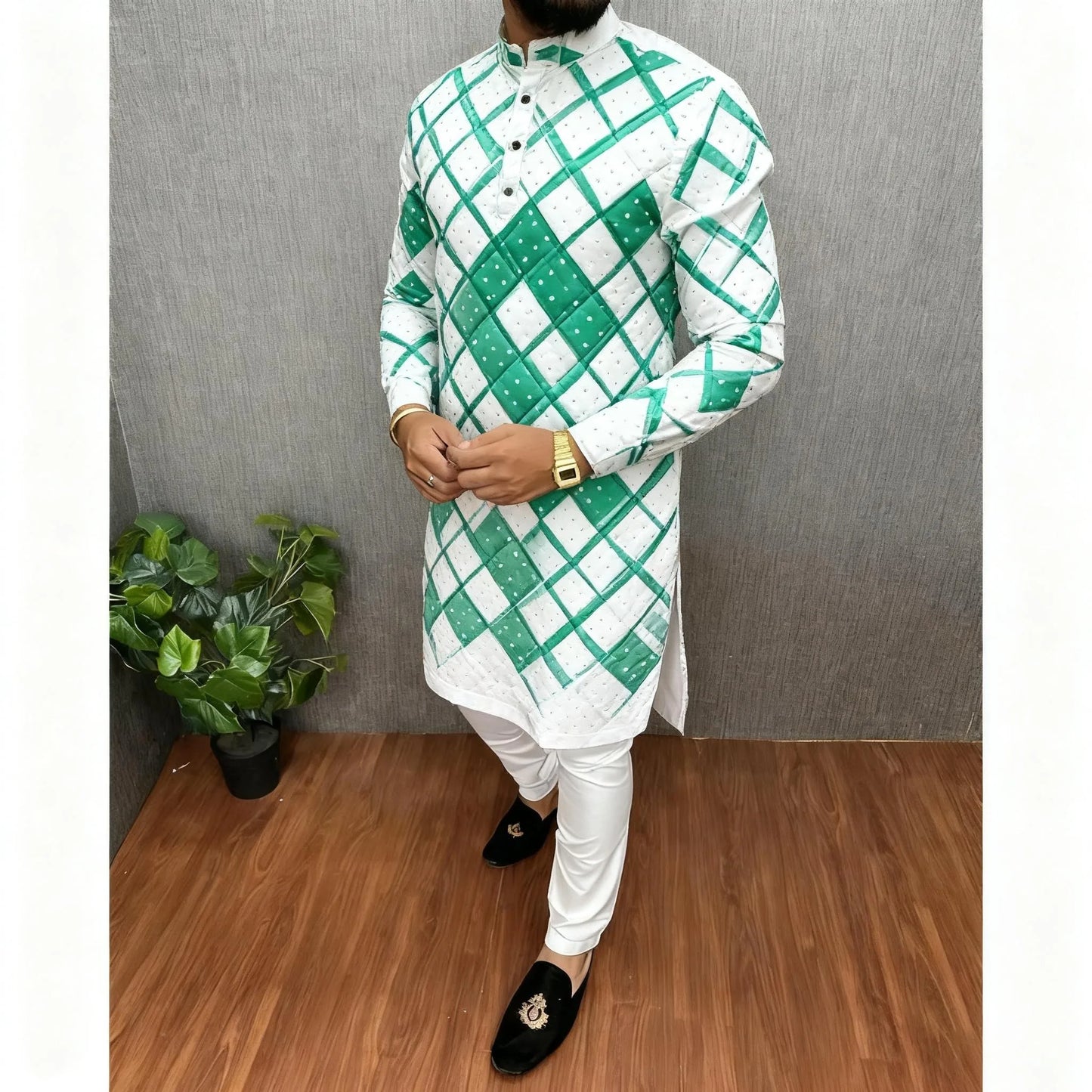 Men Digital Printed Kurta Vardha Regular Mandarin Collar Long Suitable Middle Eastern Tenue Marocaine Homme Men Muslim Clothing