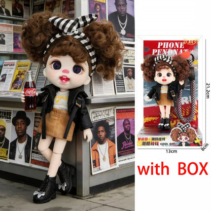 13cm Bjd Doll Trendy Collectible Toy Four Series Styles Changeable Outfit Phone Backpack Pendant Free Dopamine Color Lanyard Mul