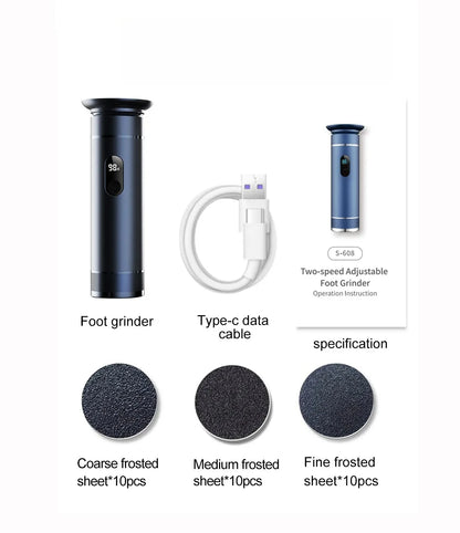 Aluminum Alloy Electric Foot Grinder For Feet - Dual Power Type-C/Battery, Callus & Dead Skin Remover Pedicure Tool  USB