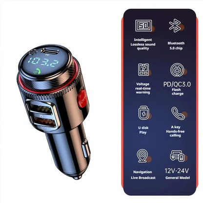NEW Bluetooth 5.4 FM Transmitter Car Radio Adapter For Wireless Hands-Free Phone Call MP3 Music Player T23 PD Fast Charging