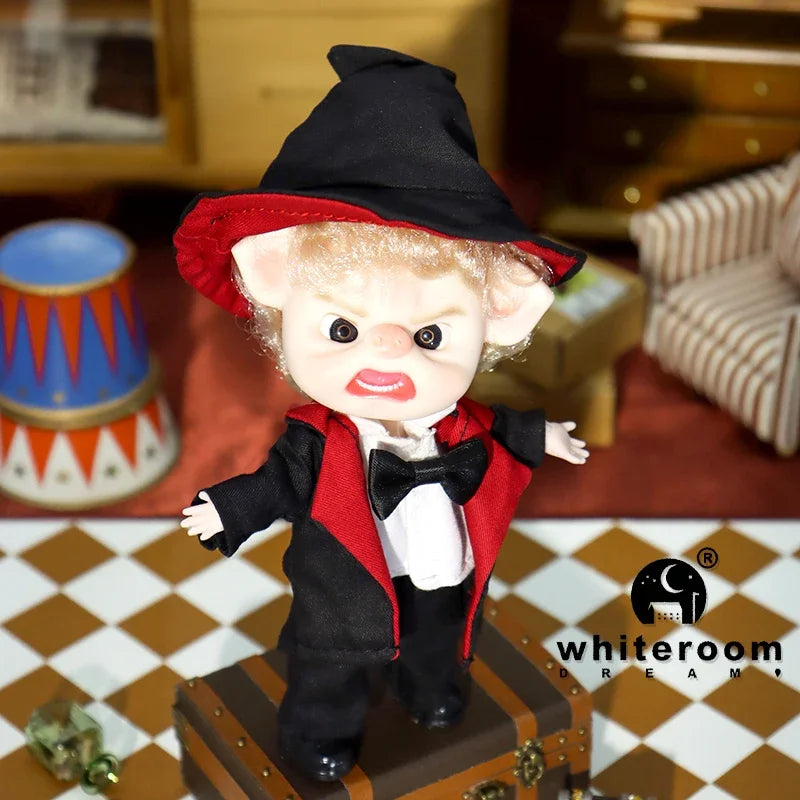 Ob11 Bjd Doll Dolls For Girl 14cm Halloween Collectible Limited Edition Dress Bloody Makeup Cute Christmas Gift Pig Boy Magician