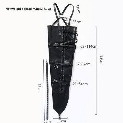 BDSM PU Leather Mermaid Restraint Sack Full Body Bondage Bag for Women Men Slave Immobilization Fetish Gear Adult Sex Toys