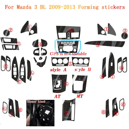 For Mazda 3 2010-2015 Interior Central Control Panel Door Handle Carbon Fiber Stickers Decals Car styling Accessorie