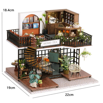 Wooden Miniature Doll House 3D Puzzle Assembly Building Model Kits Small Room Home With Furniture Lighting Wooden Toys For Gifts