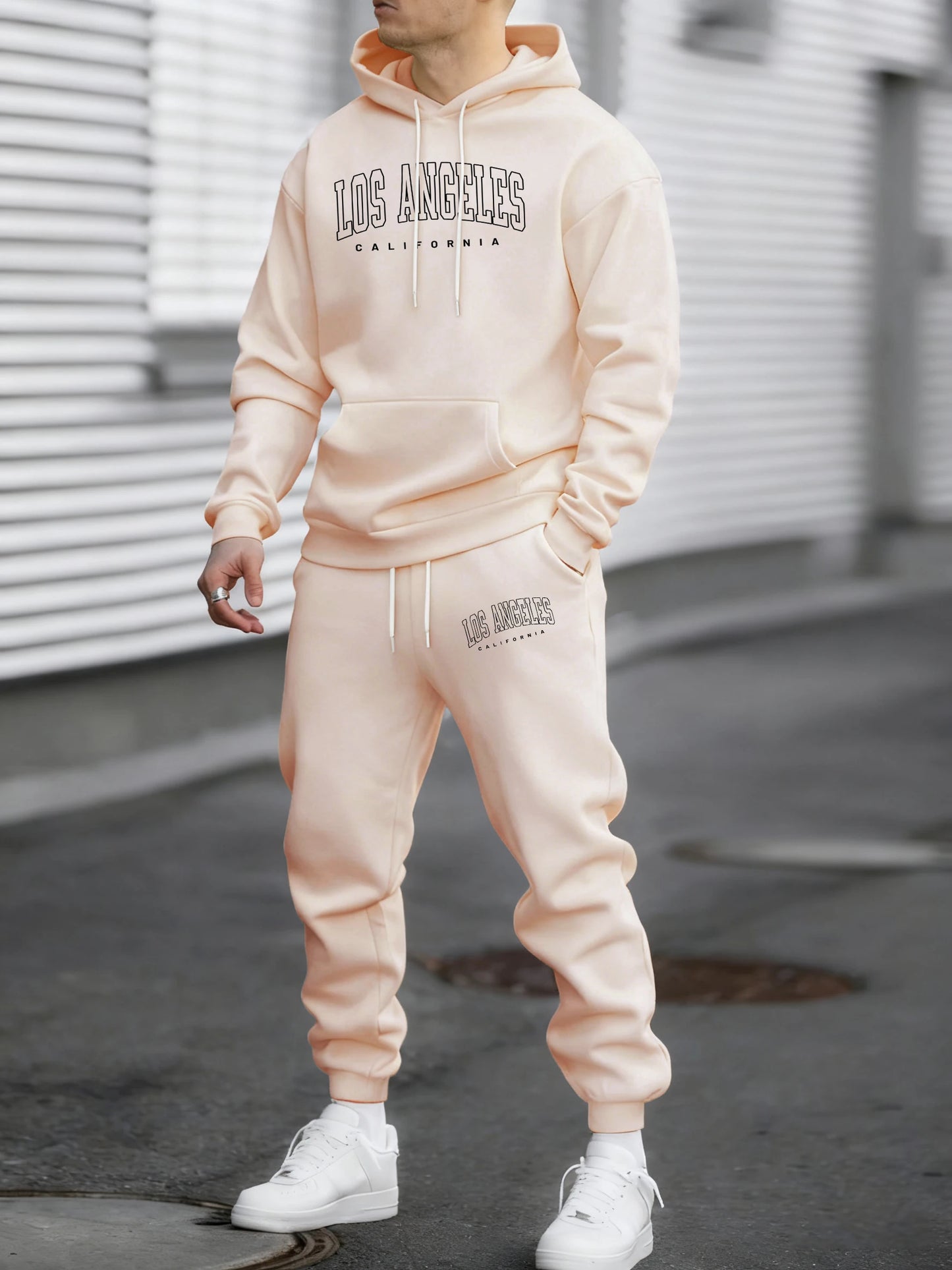 Usa California City Print Pullovers Men Fleece All-Match Sport Suits Autumn Warm Vintage Pants Unisex Loose Soft Hoodies