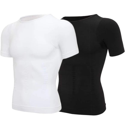 2PCS Men's Body Shaper Slimming Vest T-Shirt Elastic Slim Shapewear Compression Undershirts Tummy Control Waist Trainer Tank Top