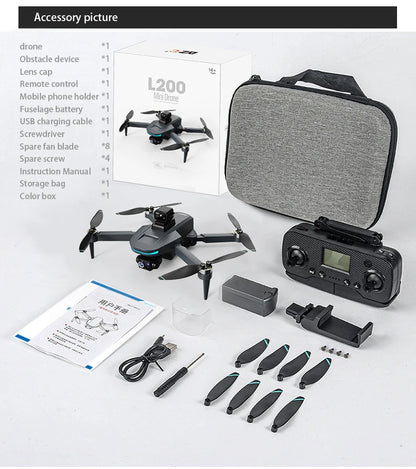 L200 PLUS GPS Drone 5G WIFI Professional 8K 3-axis Gimbal Aerial Brushless Obstacle Avoidance HD Dual Camera Security Drone Toys