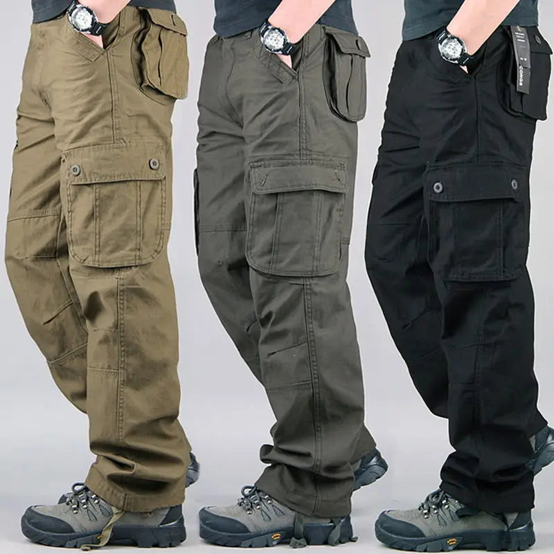 Hot Style, Fashionable, Multi-pocket Men's Work Trousers, Loose Pants, Plus Size Labor Insurance Casual Straight Pants