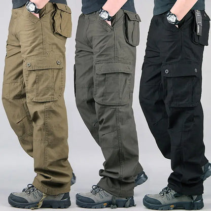 Hot Style, Fashionable, Multi-pocket Men's Work Trousers, Loose Pants, Plus Size Labor Insurance Casual Straight Pants