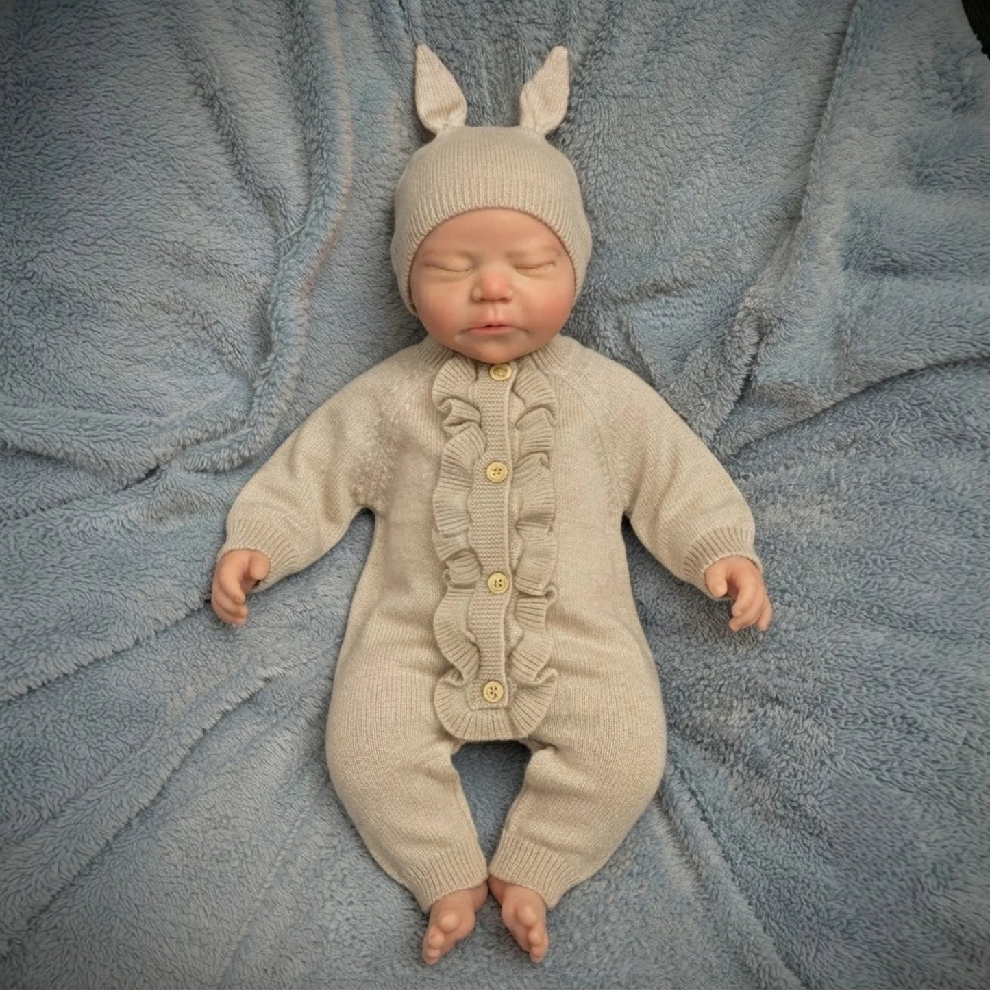 1PC 18-inch Open Mouth Silicone Reborn Doll for 2 Genders Handcrafted Lifelike Hand-painted Details Washable Collectible Toy