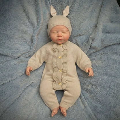 1PC 18-inch Open Mouth Silicone Reborn Doll for 2 Genders Handcrafted Lifelike Hand-painted Details Washable Collectible Toy