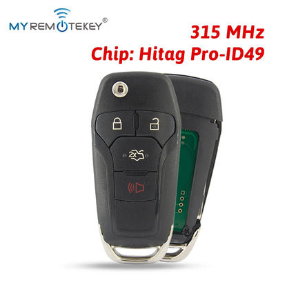 MYREMOTEKEY Flip Smart Key Fob Remote Control ID49 315/433/868/902MHz For Ford F150 Ranger 2015 - 2018 Escort Fusion 2013-2016