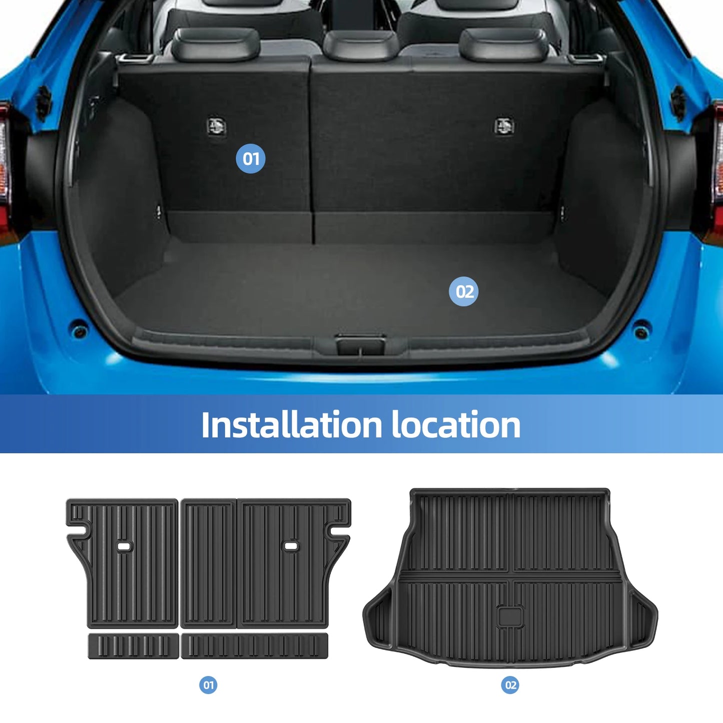 Right Drive for Toyota Prius 50Series (Hybrid Version) 2017-2021 Car Floor Mats Cargo Liner Trunk Pad TPE 3D Accessories BLACK