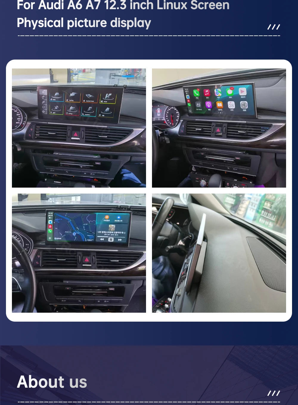 Road Top 12.3" Linux Screen For Audi A6 C6 A7 C7 2011-2018 with Wireless CarPlay Android Auto Airplay Car Radio Player