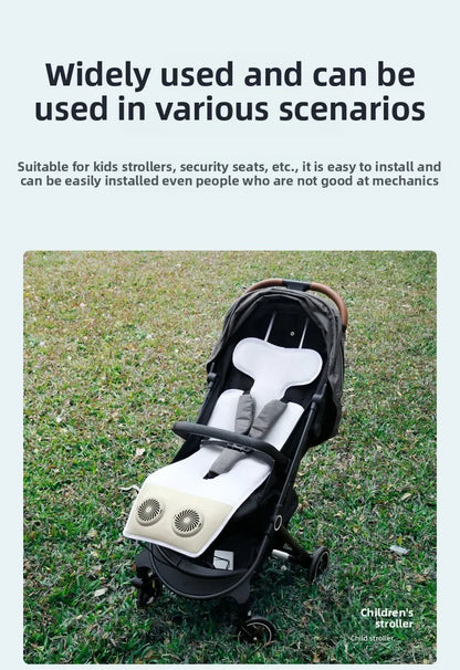 USB Charging Detachable Silent Fan Ventilation Cover Ice Silk Baby Stroller Cool Seat Cover Breathable Car Safety Seat Cover