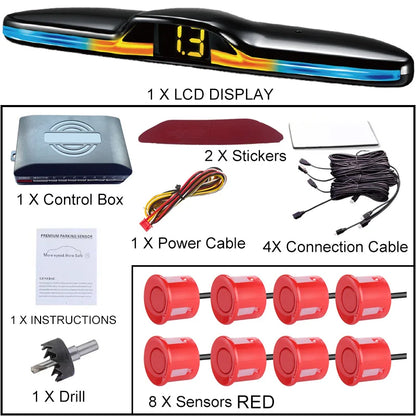 6 Or 8 Sensor Parking Kit LED Display Safe Protection Clear Alert Vehicle Reversing Assistance System