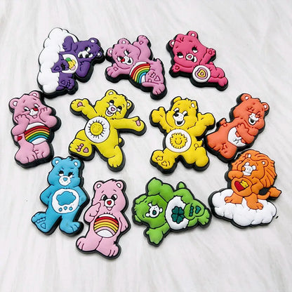 5-100PCS Rainbow Bear Shoes Charms DIY PVC Shoe Bag Wrist Strap Accessories For Wristband Pendant Decoration Kids Party Gifts