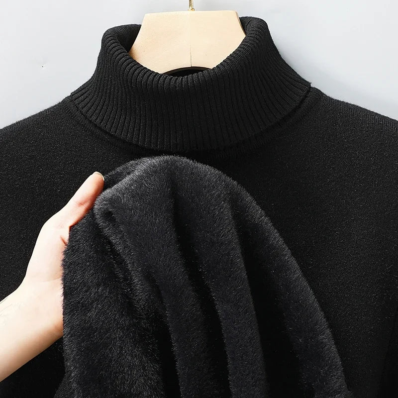 Sweatwear Mens Anti-pilling High Quality Knitted Turtleneck Sweater Slim Fit Long Sleeve Pullover Solid Color Trend Men Clothing