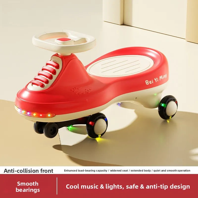 Kids Wobble Car 2 6 Year Olds Anti Tip Quiet Wheels Lights Music Unisex Gift Children's Wiggle Car Anti-rollover